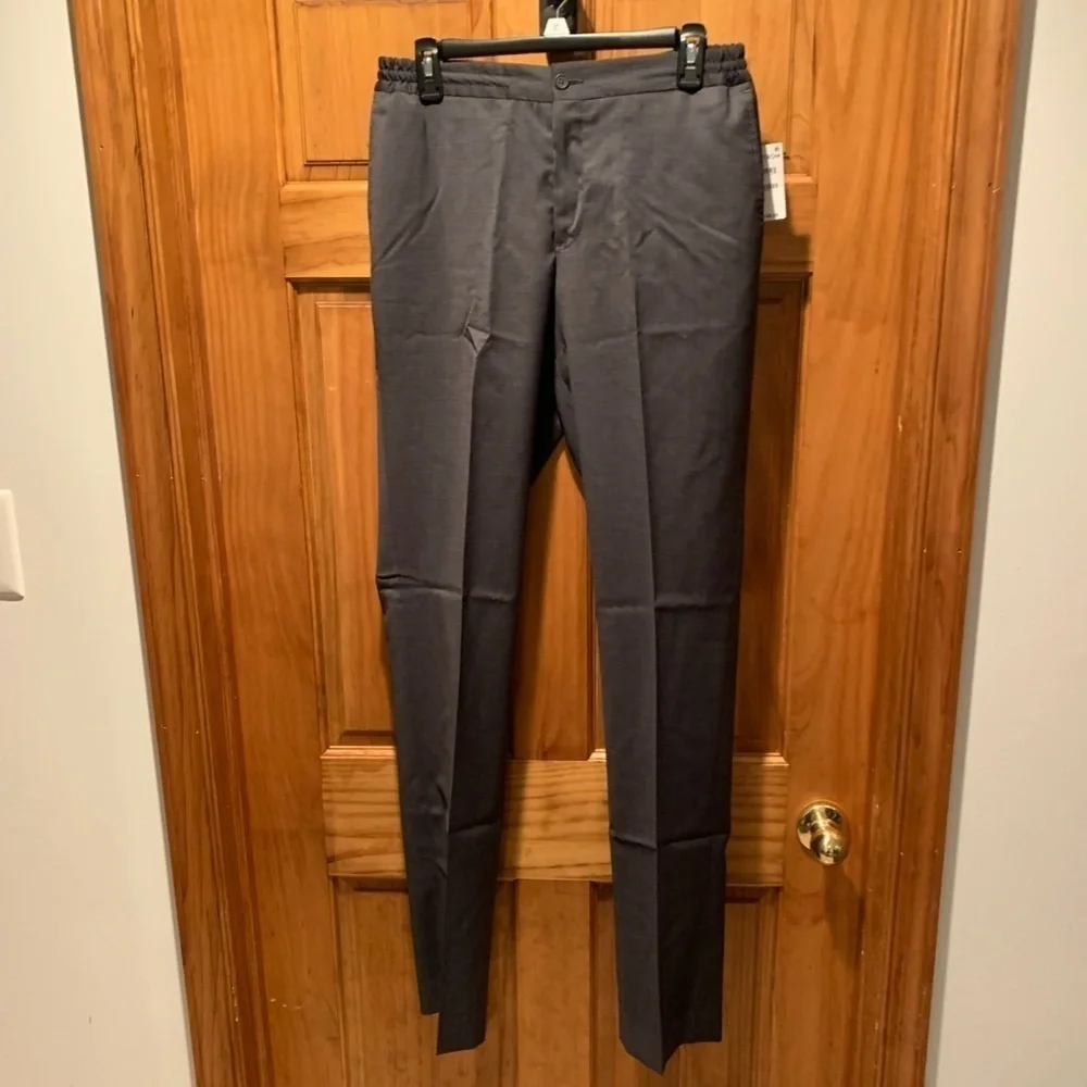 Nordstrom Men's Verona Elastic Waist Wool Trousers Grey Medium NWT